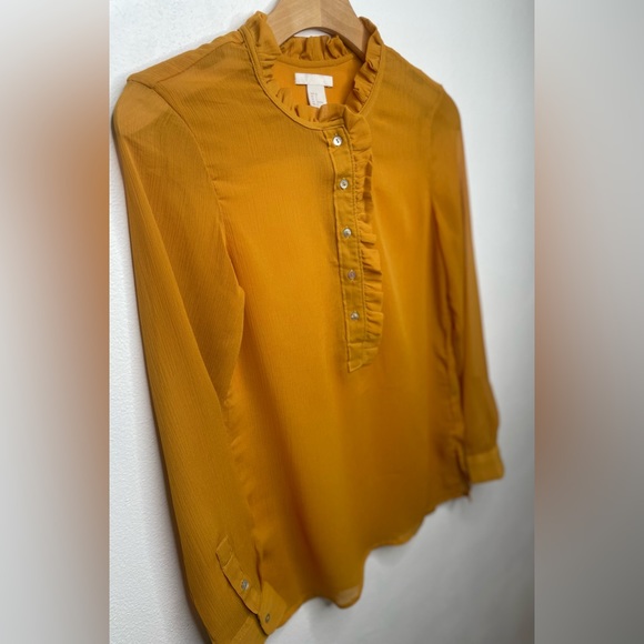 H&M Gold Sheer Long Sleeve Blouse - Picture 4 of 4